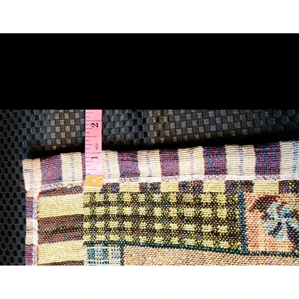 Vintage Snowman Christmas Tapestry Pillow Cover Noel Patchwork 14.5x14.5 Woven